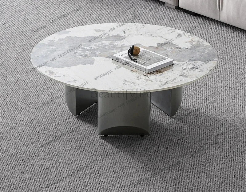 

1 FTavolino da caffè italiano minimalista con lastra di roccia piccolo appartamento leggero lusso moderno semplice quadrato