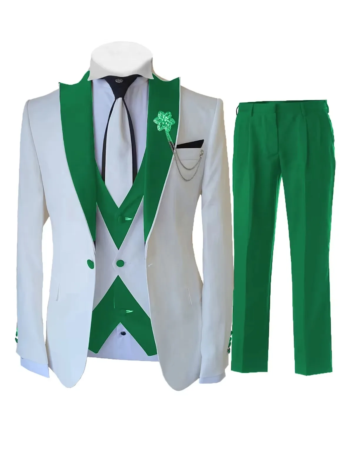 Tailor-made White Suits For Men 3 Piece Set Slim Fit Formal Wedding Best Man Groom Tuxedo Fashion Luxury(Blazer+Vest+Pant)