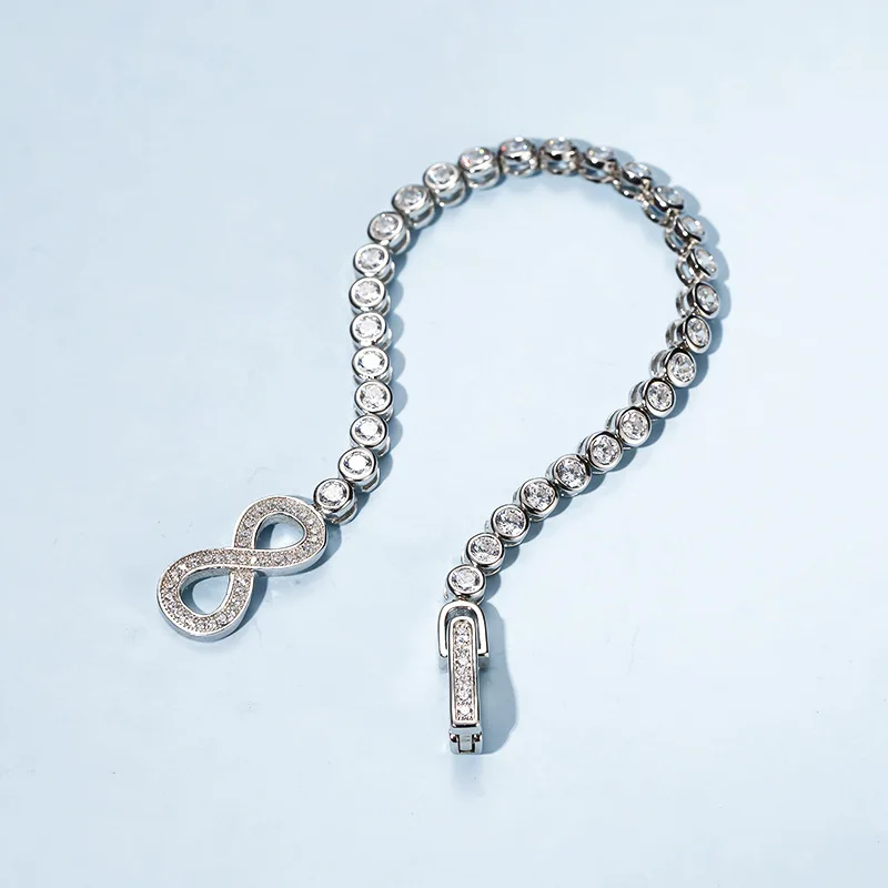 

Viora Jewelry Luxury Solid Platinum PT950 Women's Diamond Bracelet with Round Diamond