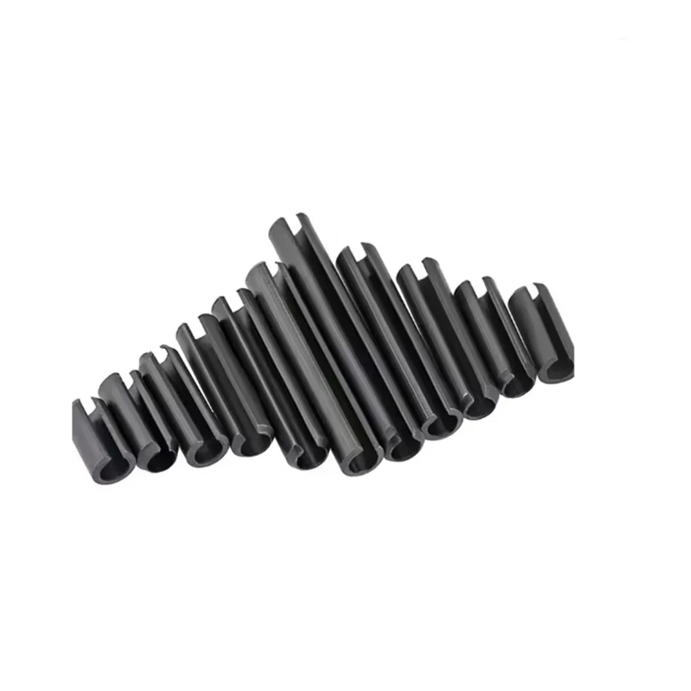 M10 M12 65Mn Steel Spring Pin Pins Length 16/20/25-100mm Black Cylindrical Open Positioning Dowel Elastic Slotted Split Tension
