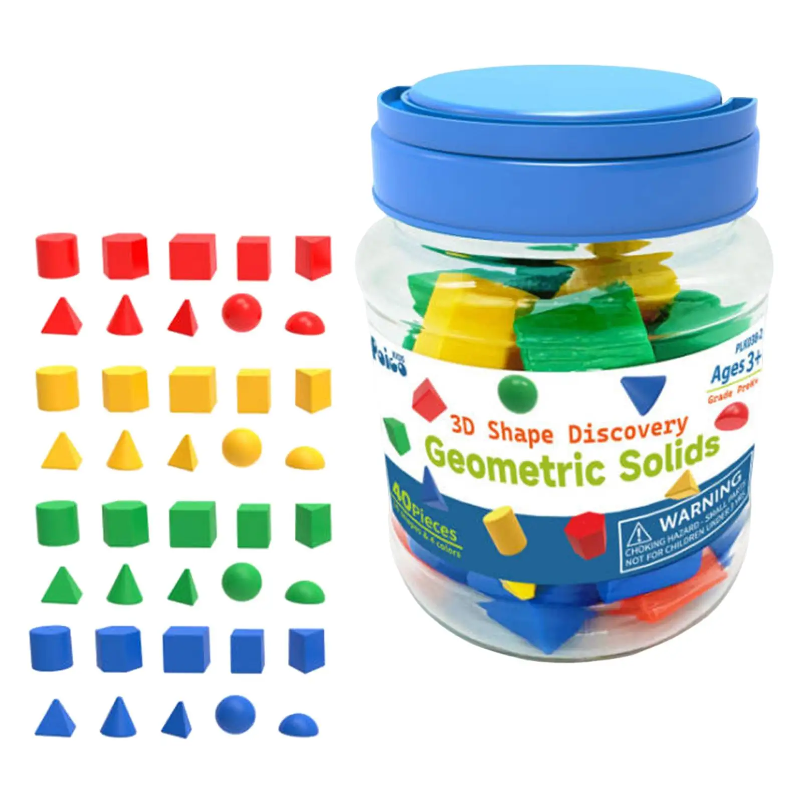 

40 Pieces 3D Shapes Color Sensory Geometric Shapes Blocks Table Manipulatives Montessori for Games Travel Teaching Gift Activity