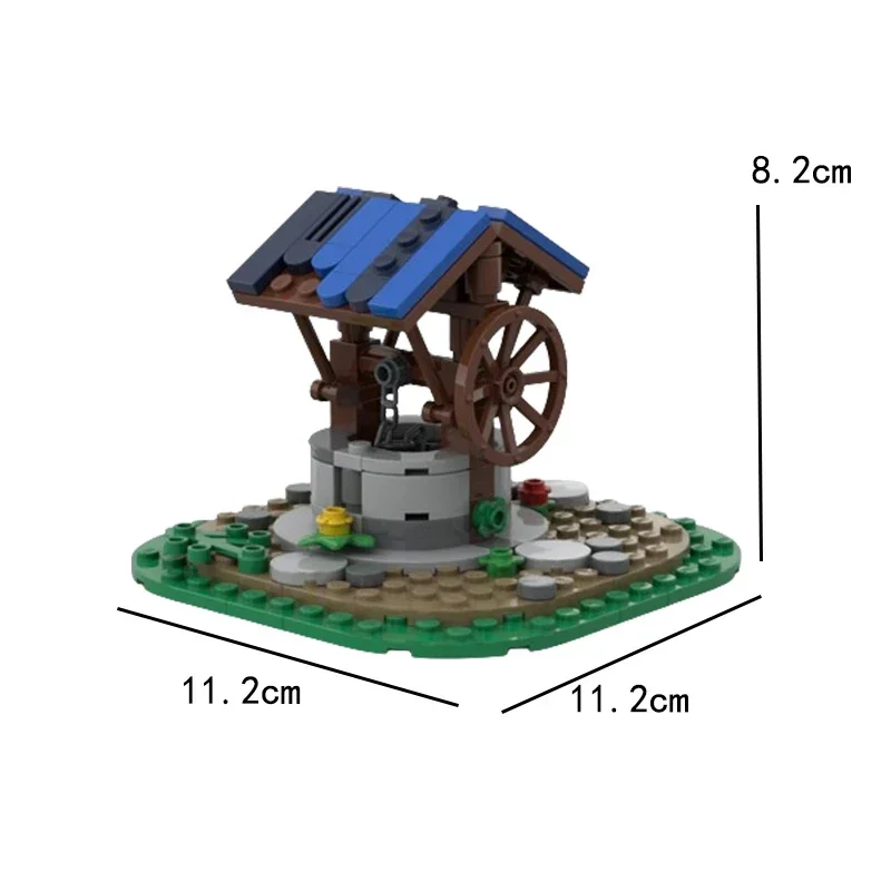 132 building blocks MOC-175048 Medieval Village Ancient Well Educational Toy Assembling Building Blocks Christmas Gift