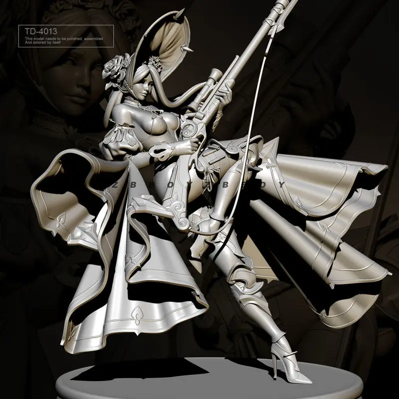 55mm 75mm  Girl Musketeer Girl Resin Soldier Model DIY Coloring Figurines Self-assembly Miniatures Decoration Crafts