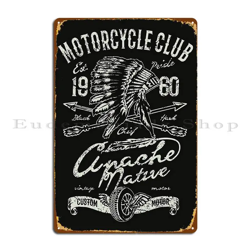 Apache Motorcycle Metal Plaque Poster Living Room Cinema Wall Custom Personalized Garage Tin Sign Poster