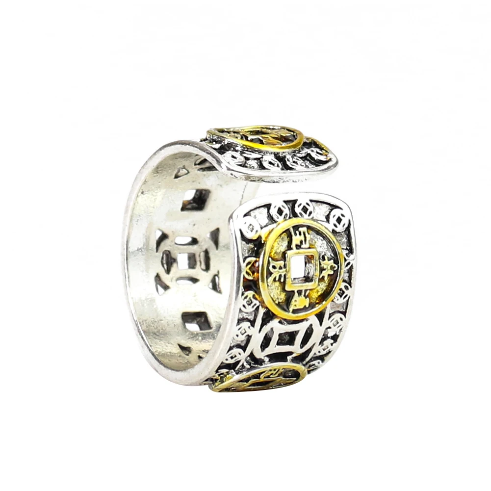 معدن الفولاذ المقاوم للصدأ الجوف خارج حلقات العملة القديمة افتتاح قابل للتعديل فورتشن لاكي الزناد إصبع نقل التمائم