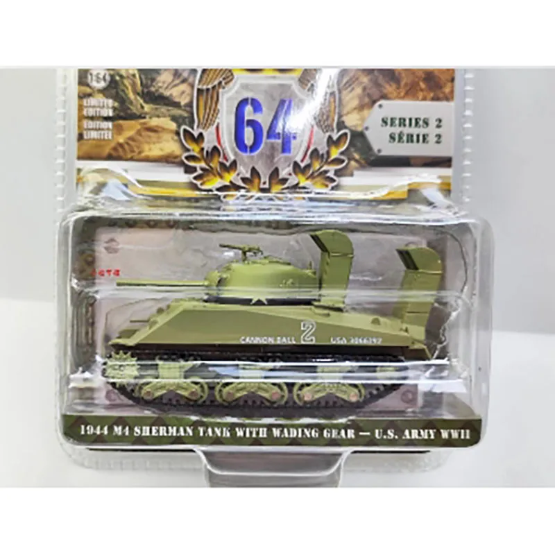 GreenLight 1:64 Scale 1944 M4 Sherman Tank With Deep Wading Device Model Car Collection Display Ornament Toy Gift