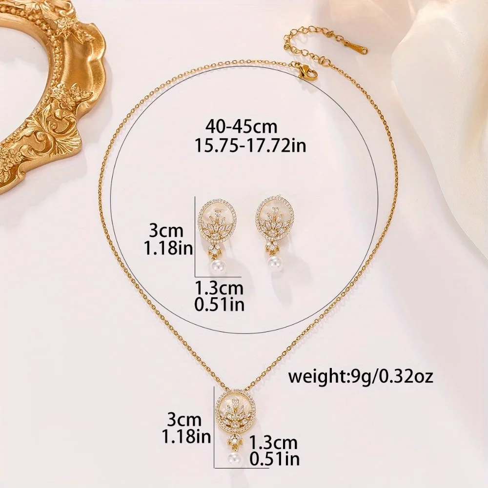 Women's Retro Style Shell Two-Piece Pendant Necklace & Earrings Set