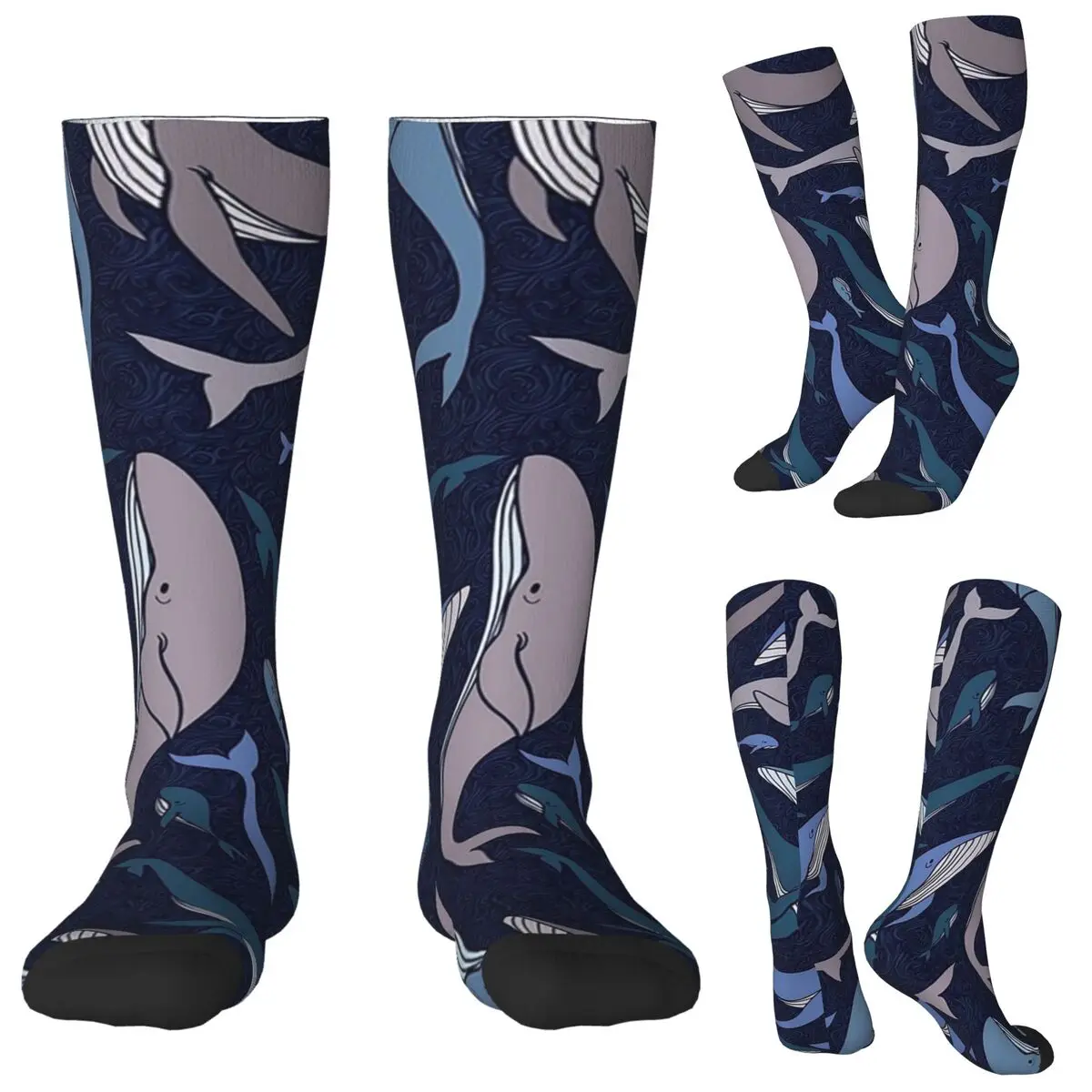 School Of Whales Socks Harajuku Stockings All Season Long Socks Accessories for Unisex Gifts