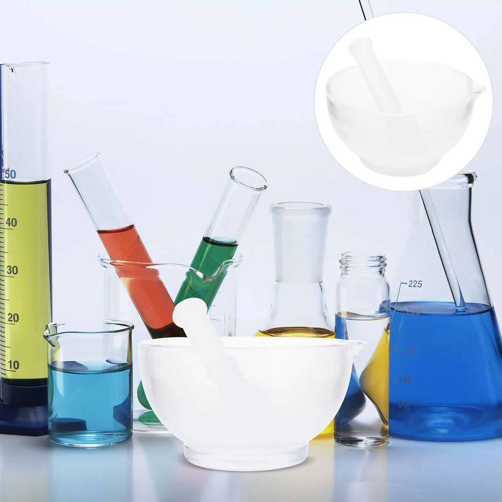 

Набор лабораторных стеклянных ступок с плоским дном для измельчения лекарств, химикатов, специй, с молотком для измельчения