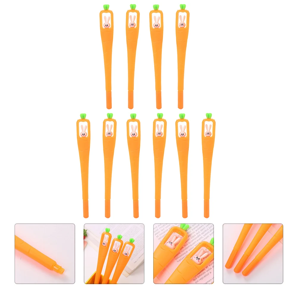 

10Pcs Carrot Rabbit Gel Ink Pen Creative Stationery Gift For Students And Teachers 05mm Writing Supplies
