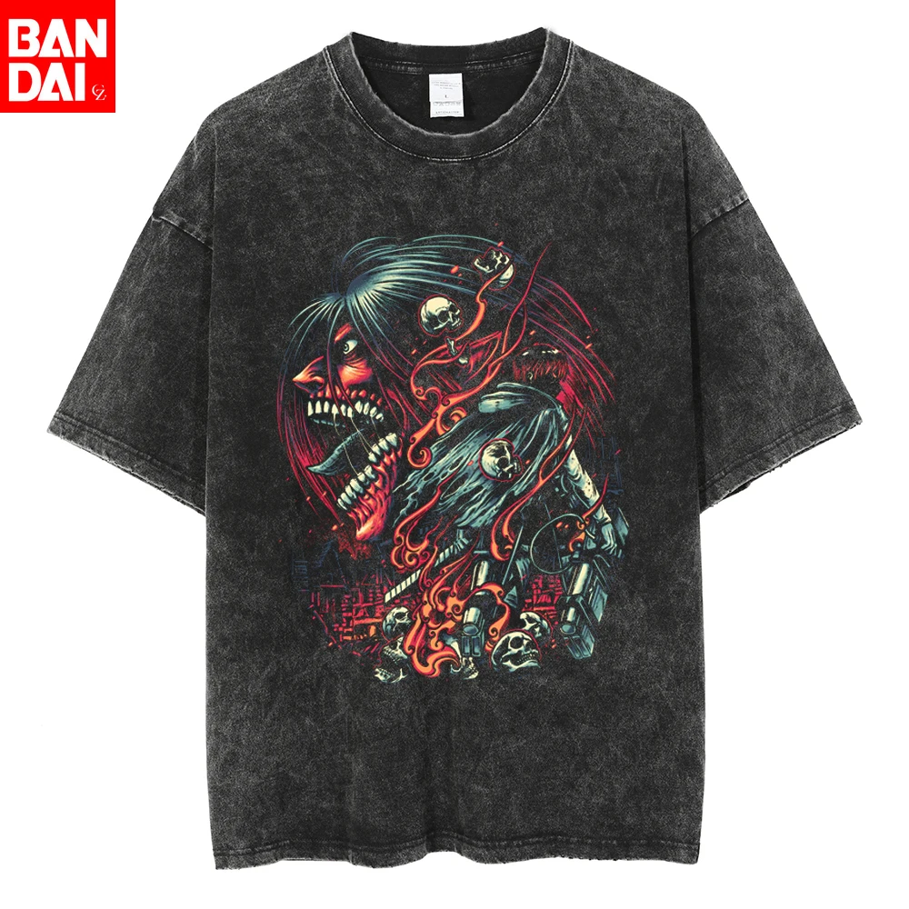 

Футболка Attack on Titan Eren Yeager Survey Corps в винтажном стиле, оверсайз, уличная одежда для мужчин и женщин, повседневные футболки