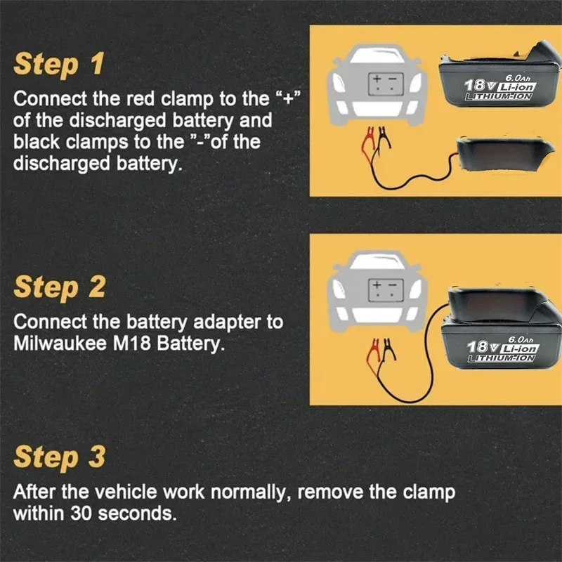 8 Gauge Car Battery Igniter Jump Starter for Makita 18V Li-ion Battery 6.5 Ft  Automotive Booster Cables Emergency Power Kit