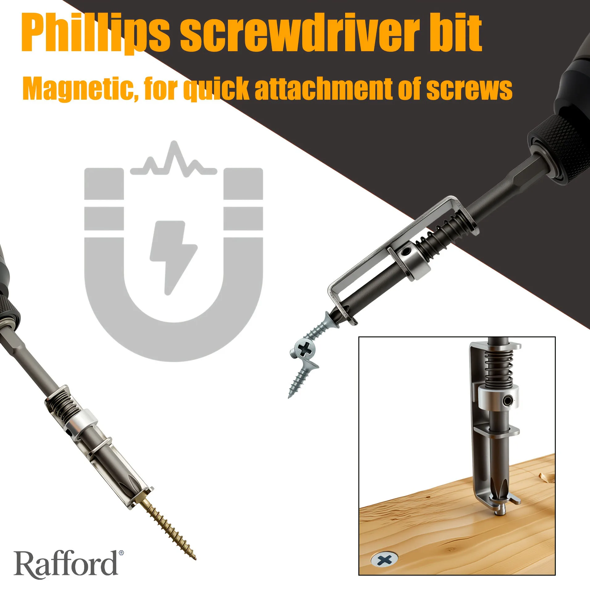 Rafford Magnetic Phillips Screwdriver Spring-Loaded Anti-Drop Screw Holder Universal Positioning Bit Professional Repair Tools
