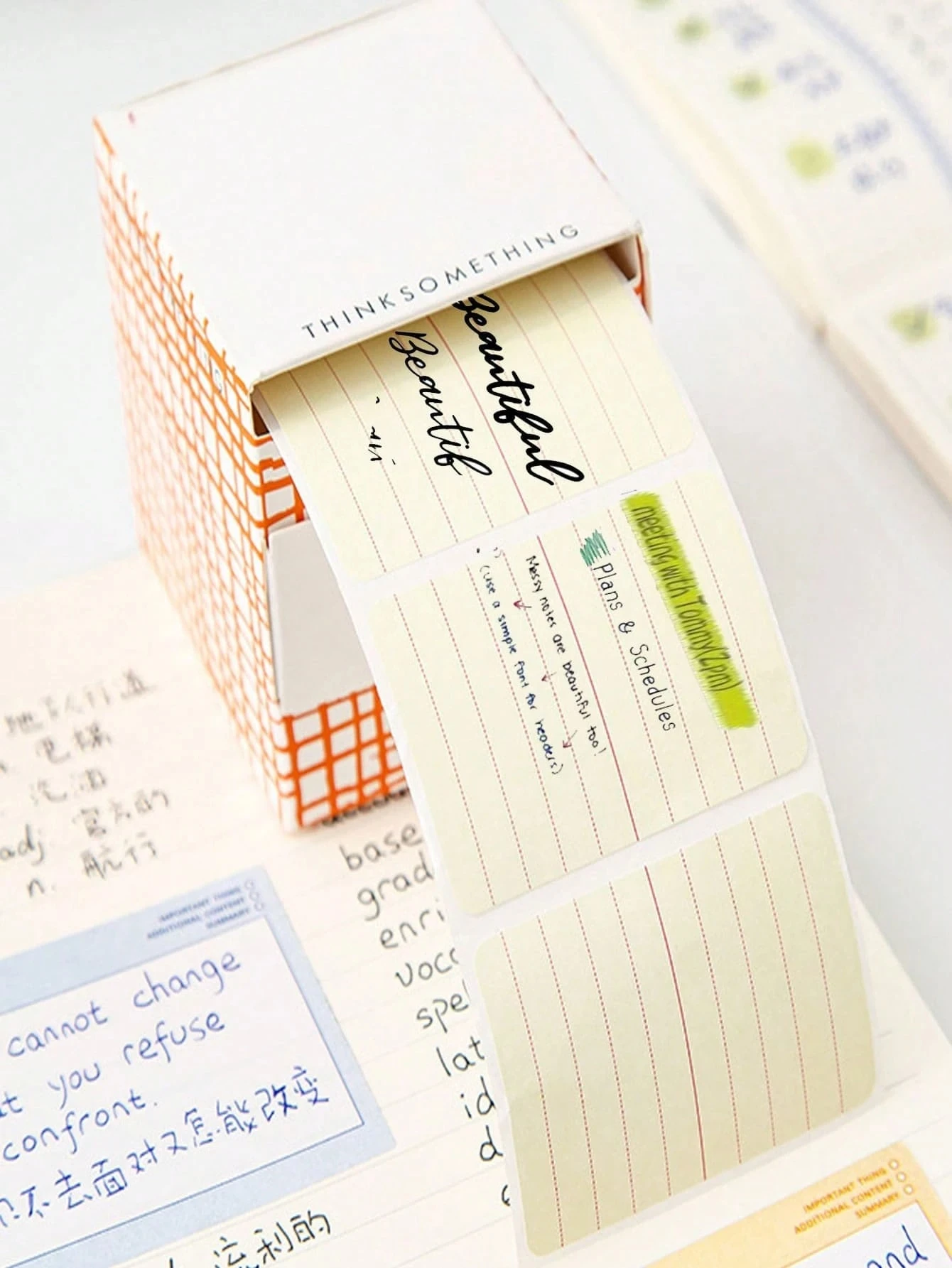 100Pcs Stationery Ruled Line Marking Memo Stickers--Pull-out Tear-off Notepads For Student Note Taking,Office,School Supplies