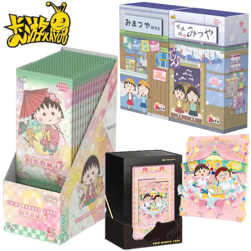 

KAYOU Chibi Maruko-chan карточка кирпич кавайная периферийная нежная прозрачная Витрина Стенд упаковка коллекционные карточки подарок для детей