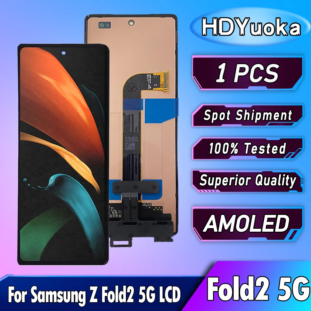 AMOLED For Samsung Z Fold2 5G LCD Display Touch Screen Digitizer Replace For F916 F916B F916U Z Fold2 Display Repair