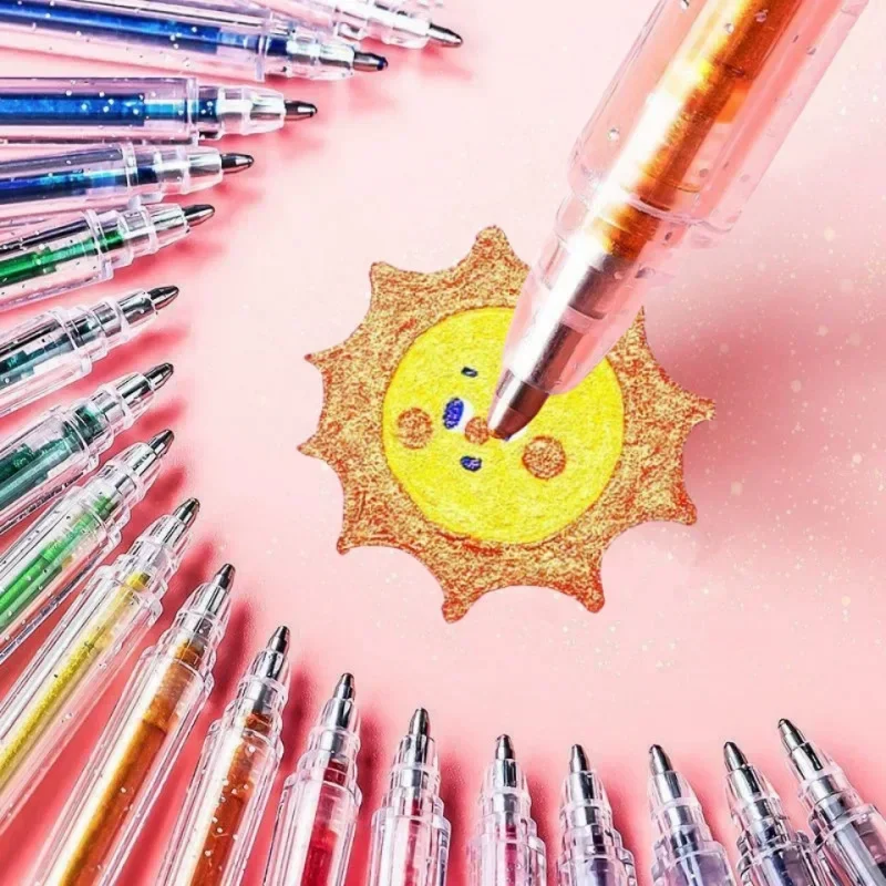 8-48 Farben Glitzer-Gelstift-Set 1,0 mm Metall-Glitzerfarben-Kugelschreiber für Bücher, Karton, Tagebuch, Zeichnen, Markieren, Malen, DIY-Kunst – Detail 2