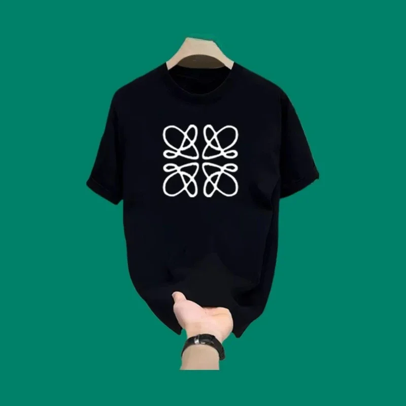 

2025 Black and White T-shirt Casual Short Sleeve Round Neck Brand Cotton T-shirt Men and Women Can Fashion Street Tops