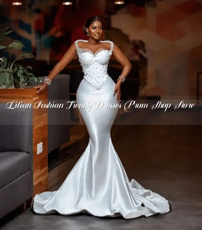 

Elegant African Bridal Wedding Dresses Gorgeous Tulle Mermaid Satin Customised Formal Occasion Evening Dresses vestidos de novia