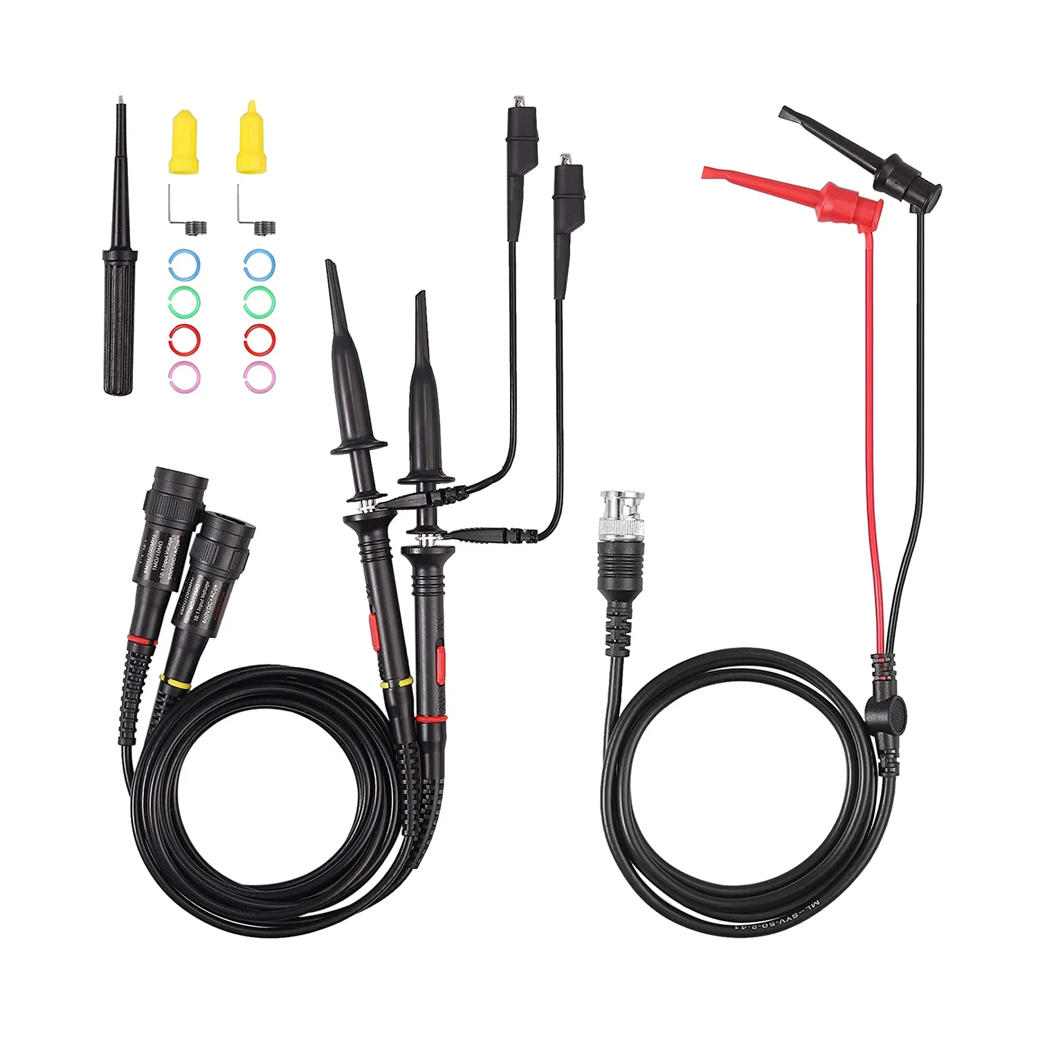 

P2200 Oscilloscope Probe with Accessories Kit 200MHz Oscilloscope Clip Probes 1X 10X with BNC Mini Grabber Test Lead