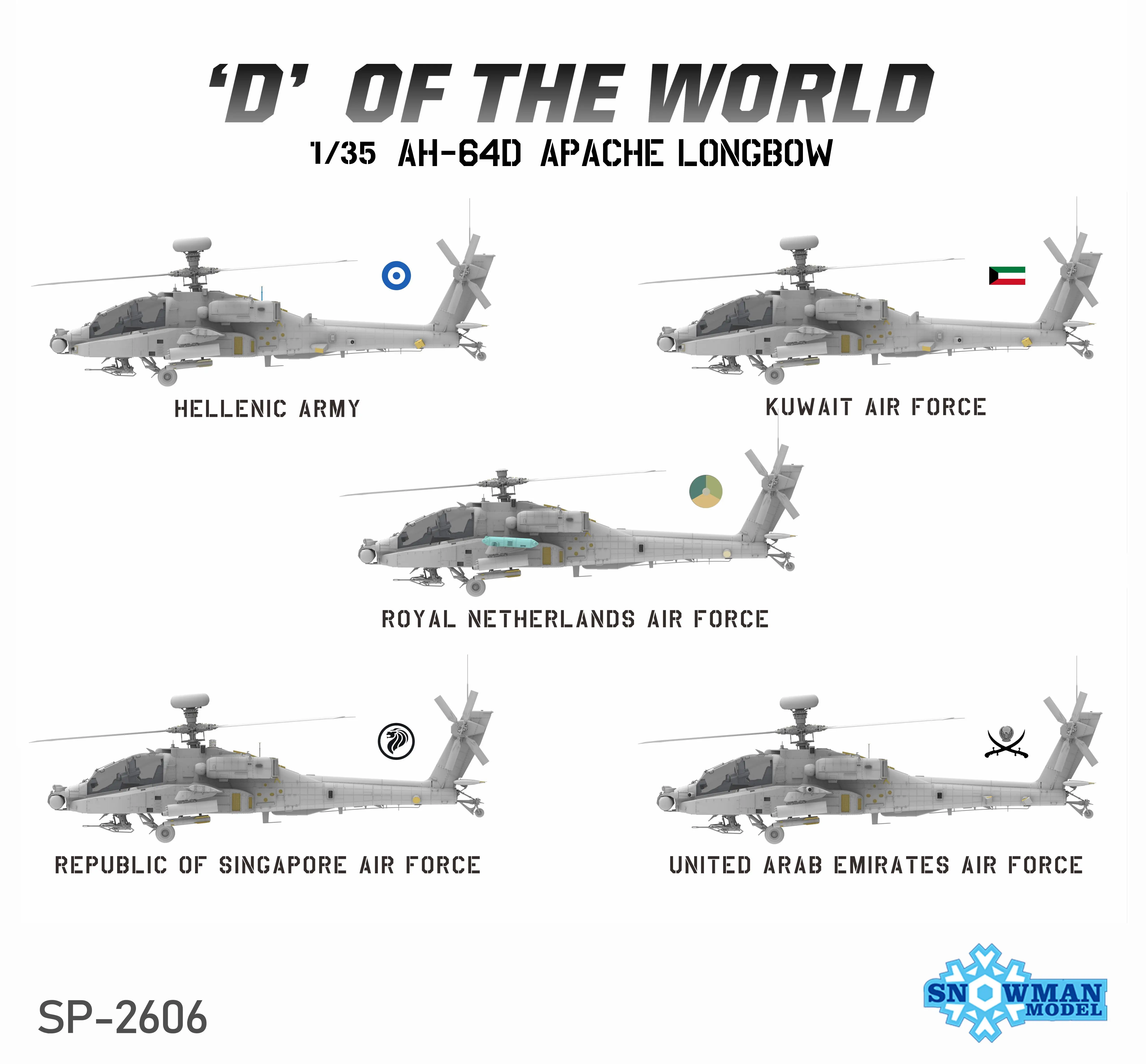 Sneeuwpop Model SP-2606 1/35 'D' Van De Wereld AH-64D Apache Longbow Model