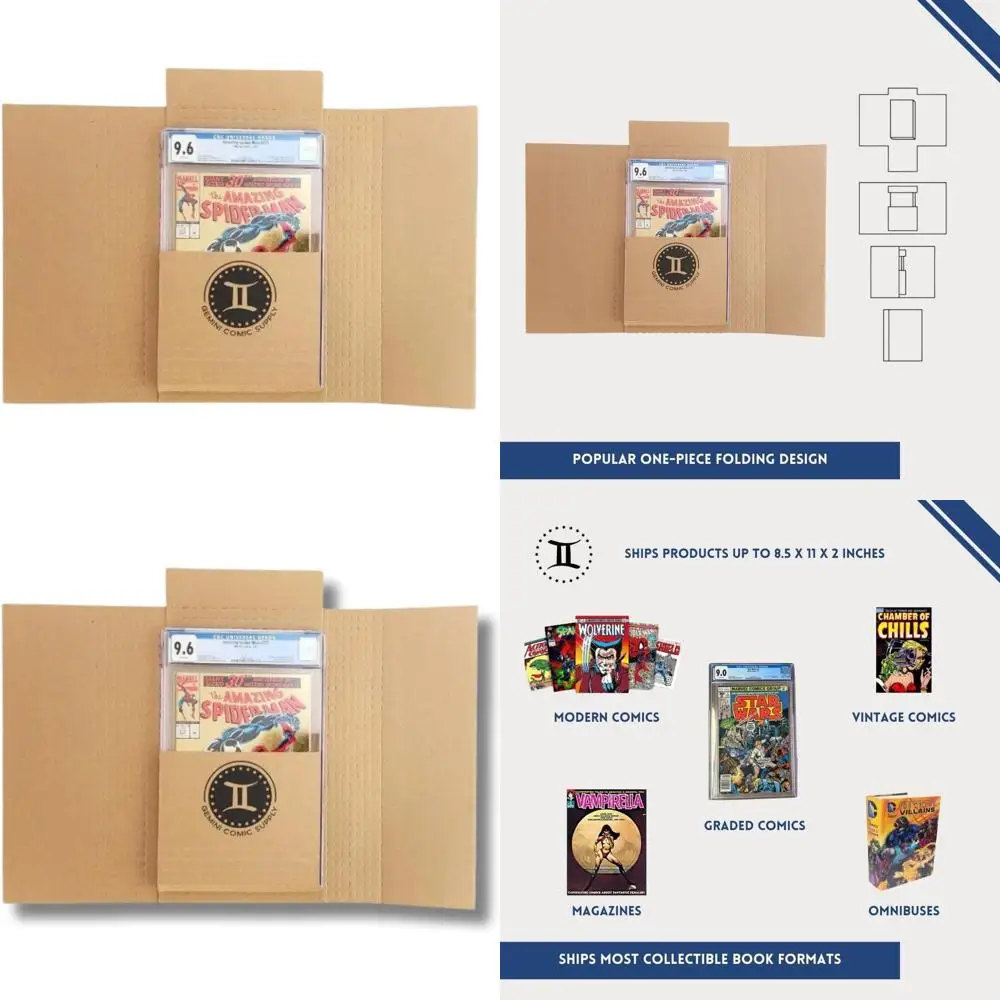 

50-Count Comic Shipping Boxes - Holds 15 Comics, 3 Graded Slabs, 10 Toploader Comics, 8 Magazines | Customizable for Comics, Man