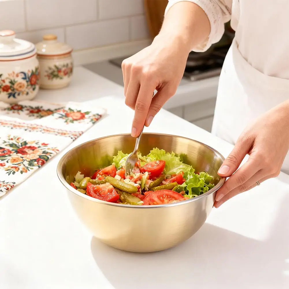 17CM 1/2PCS Stainless Steel Silver Salad Bowl Rice Noodles Lamian Noodles Bowl Kitchen Tableware Food Container Household Tool