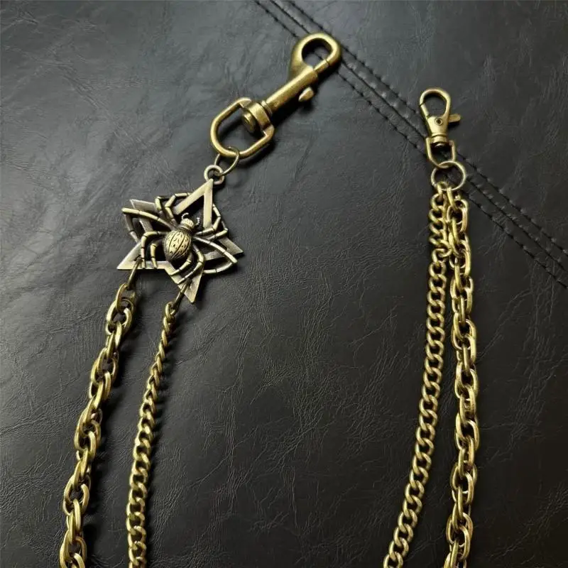 31BB Doppelschichter Bronzehosenkette Robus Bronze Doppelkettenschmuck mit Spinnenmotiven für Freizeit- und Party -Kleidung