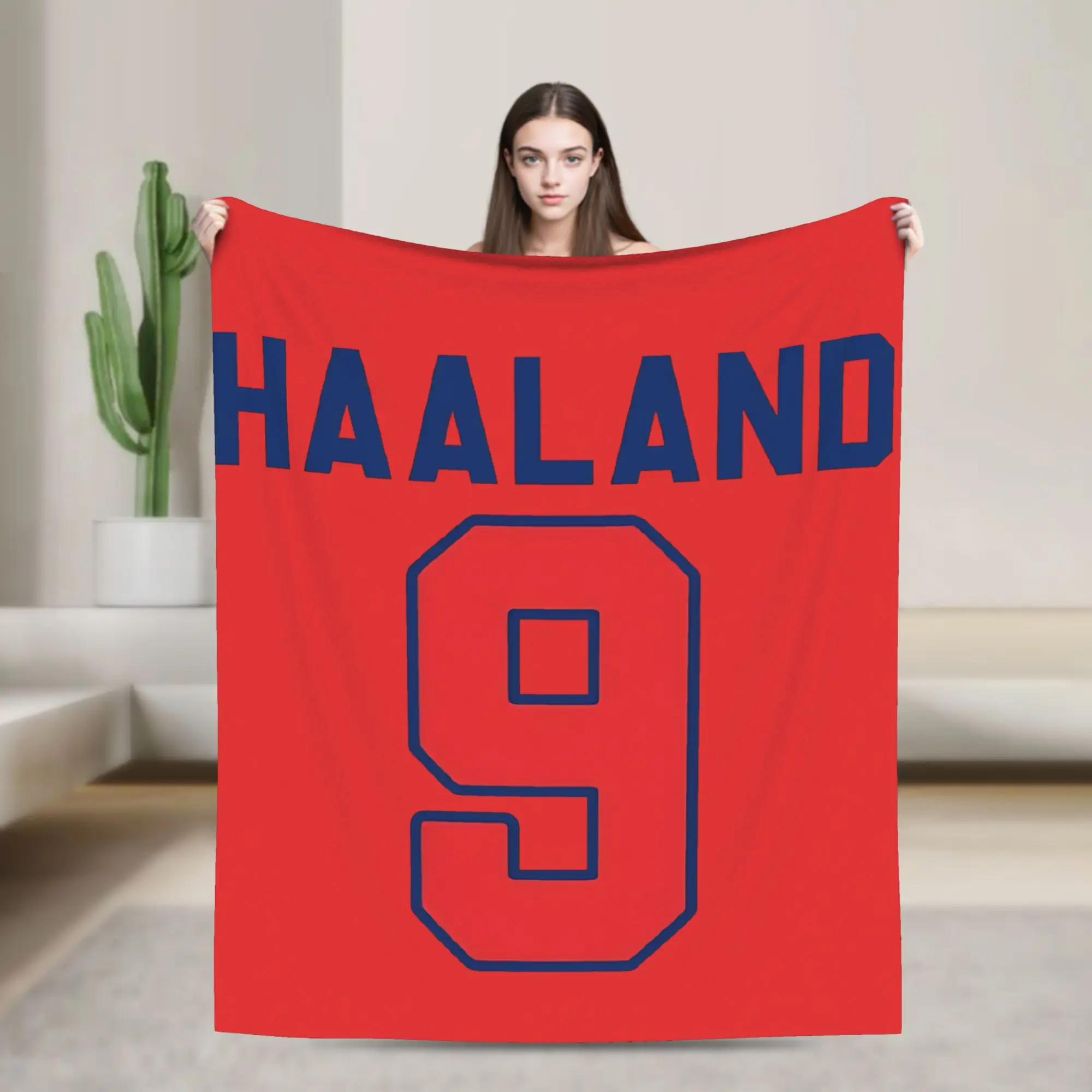 Haalands Flannel Throw Blankets Number 9 Football Blanket for Sofa Car Lightweight Quilt