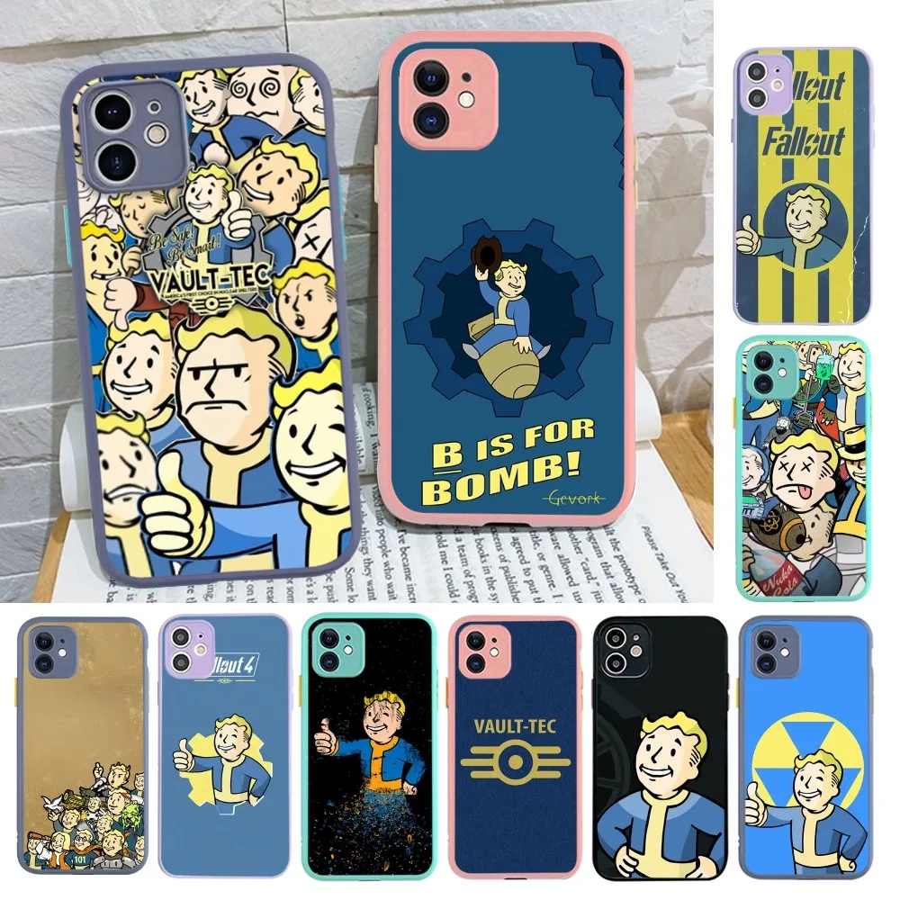 V-Vault-Boy  Phone Case for iPhone 14 11 12 13 Mini Pro Max 8 7 Plus X XR XS MAX Translucent Matte Cover