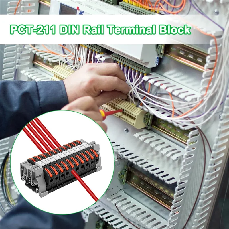 حزمة A76K مكونة من 40 محطًا للسكك الحديدية DIN، 0.08-4 مم2 PCT-211 DIN، مجموعة كتلة طرفية سوداء، كتلة توصيل كهربائية Du