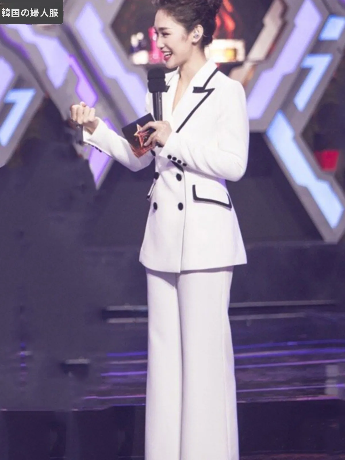 

Ele White Suit Set Women's Korean Sle Two-Piece Profional Workwear Long Sve Long Pants Polyester Fiber