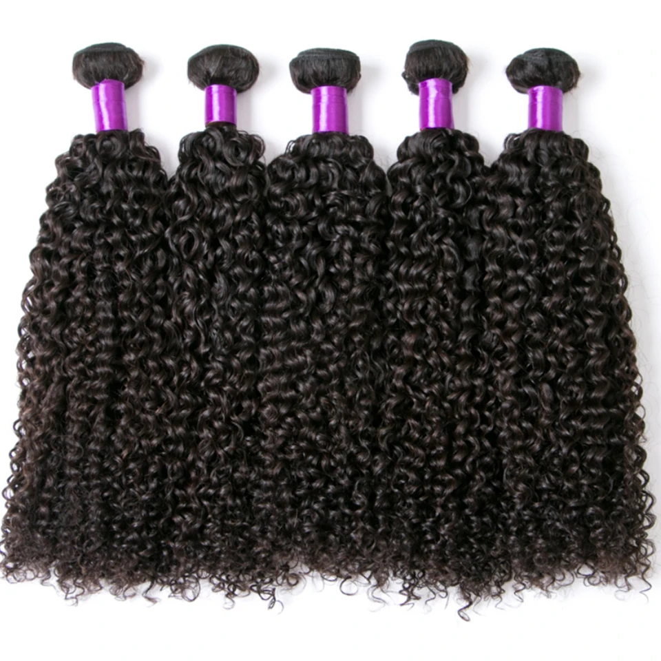 Kinky Afro Curly Deep Wave Bundle With Closure Frontal HD Transparent Virgin Human Hair 3/4 Bundle Hair Weav Deal Hair Extension image 2