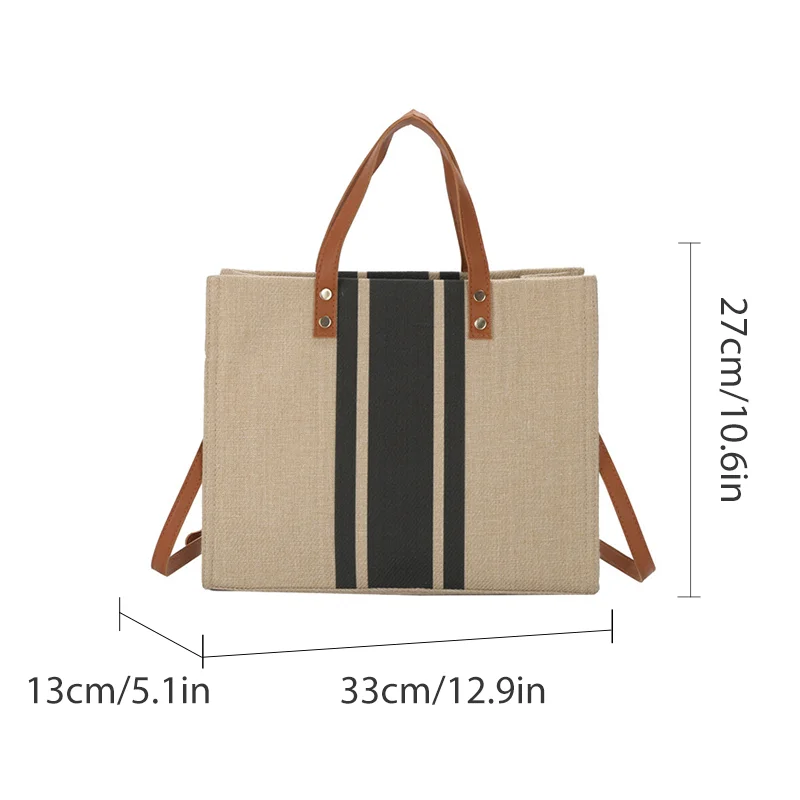 Borse a secchiello semplici con decorazioni a righe in tela Borsa tote da donna con manico superiore Borse a tracolla casual a spalla di grande