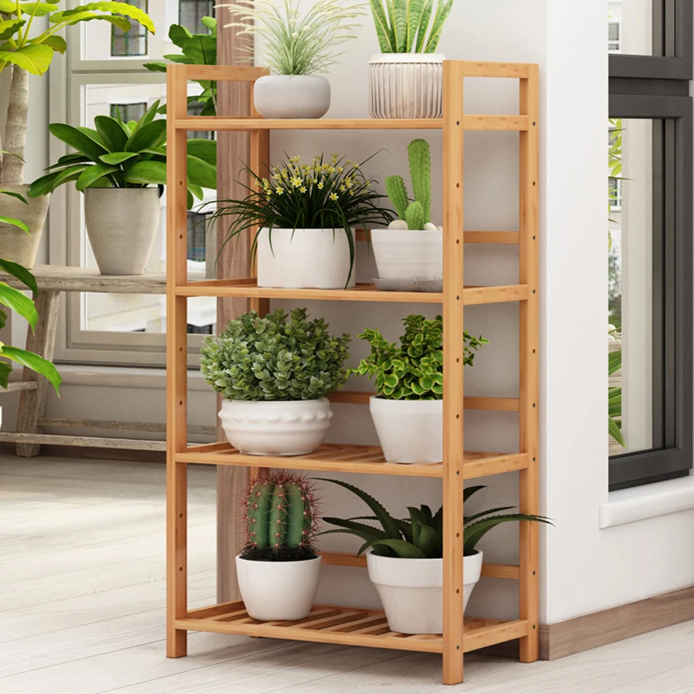 4 Tier Ladder Bamboo Kitchen Bathroom Laundry Shelf BookShelf Storage Rack Shop Display Rack