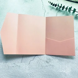 25 pieces Tri-fold Pocket Pink Wedding Invitation Cover, Engagement XV Birthday Baptism Simple Invitations Envelope IC160