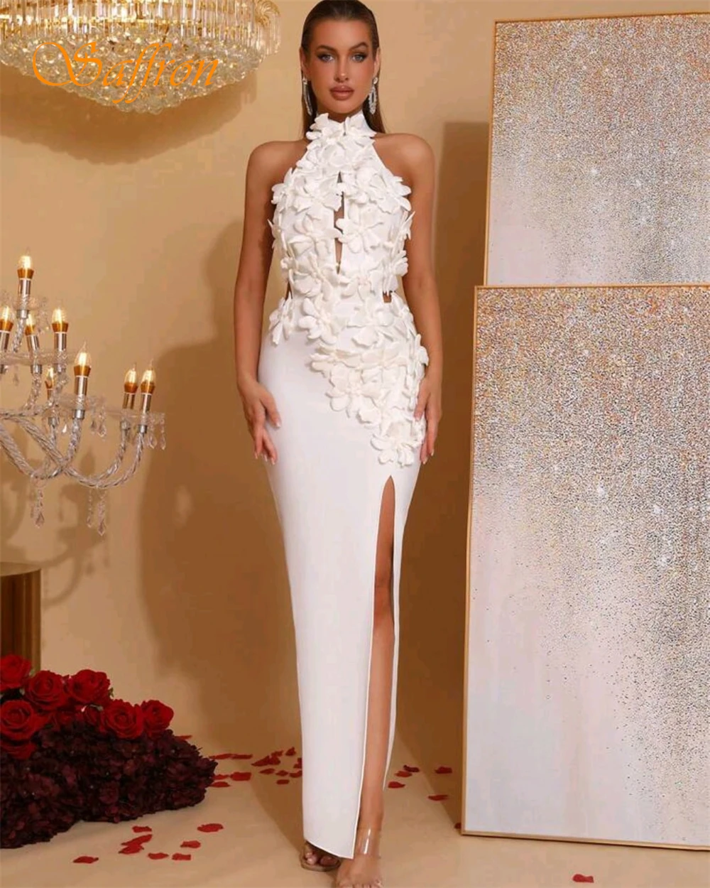 

Customized Graceful Halter Evening Dress and Delicate Jersey Special Occasion Gowns and Exquisite Appliques Cocktail Dresses