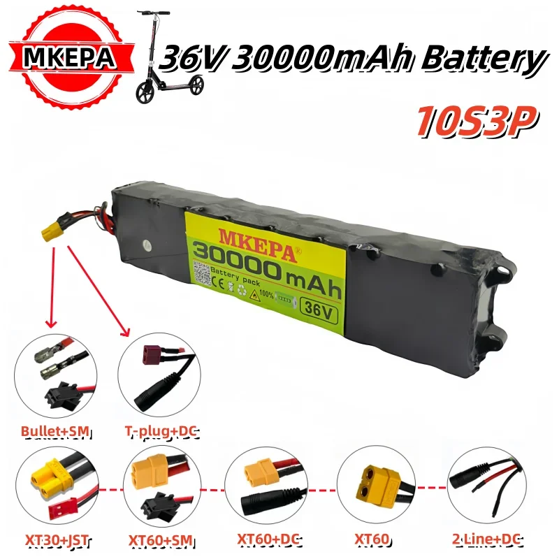 36V 18650 lithium battery pack 10S3P 30000mAh 250W-500W lpega Same port 42V Electric Scooter M365 mijia Power Battery with BMS