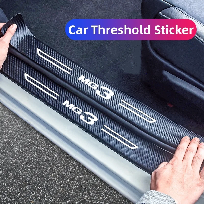 

MG MG3 Carbon Fiber Leather Door Sill Protector & Trunk Bumper Strip Welcome Pedal Protection Sticker Auto Exterior Decoration