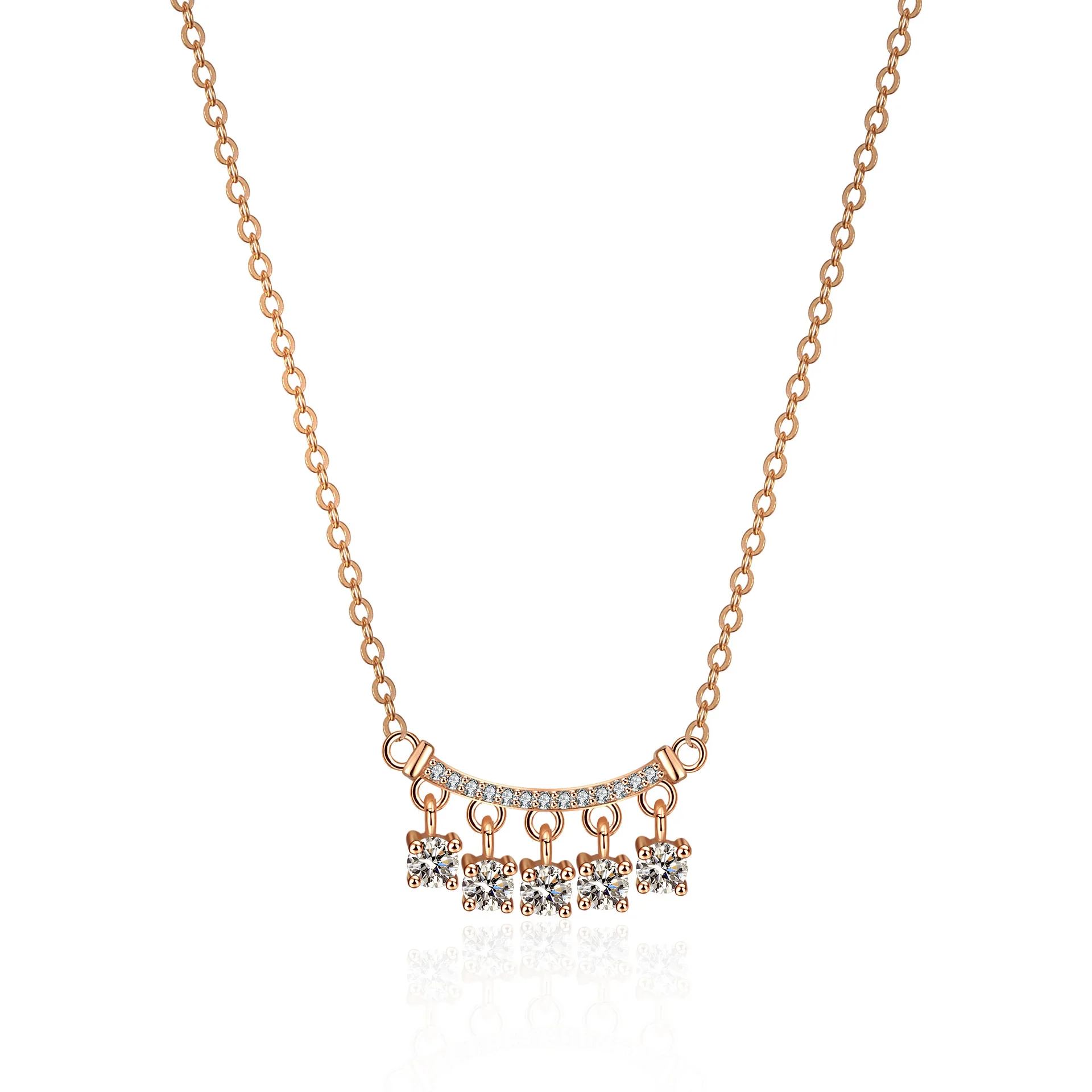18K Gold Pendant Moissanite Ins Necklace for Women, Chinese Style Bell Tassel Necklace, Platinum PT950 Diamond Collarbone Chain