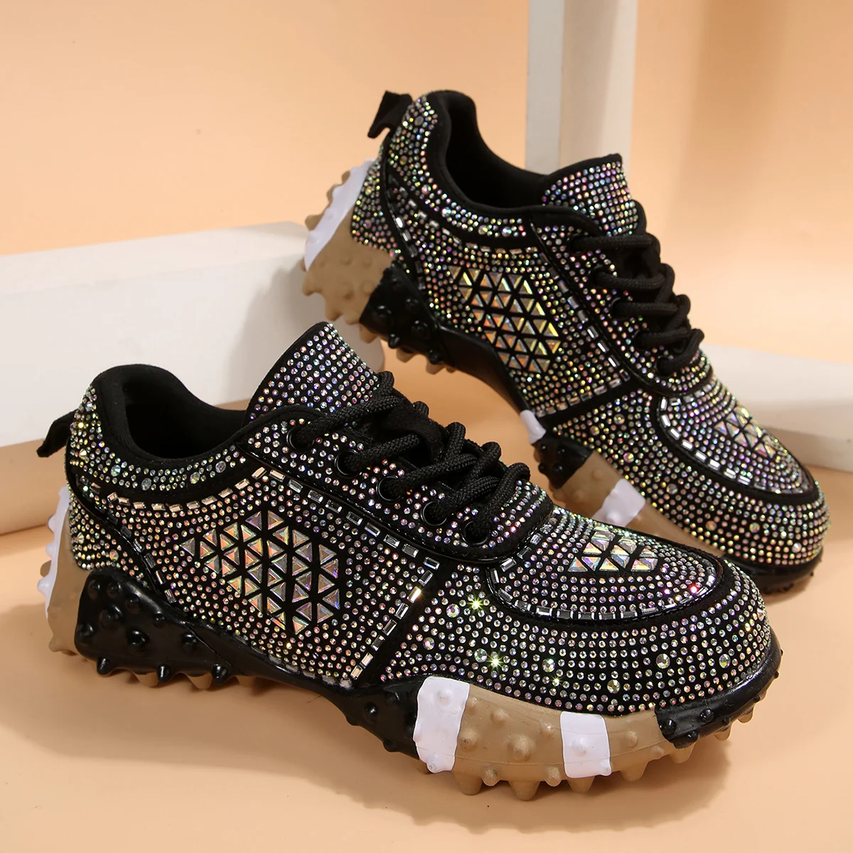 

Fashion Crystal Women Shoes Plus Size Non-slip Casual Sneakers Outdoor Non-slip Walking Shoes Casual Fitness Ladies Trainers New