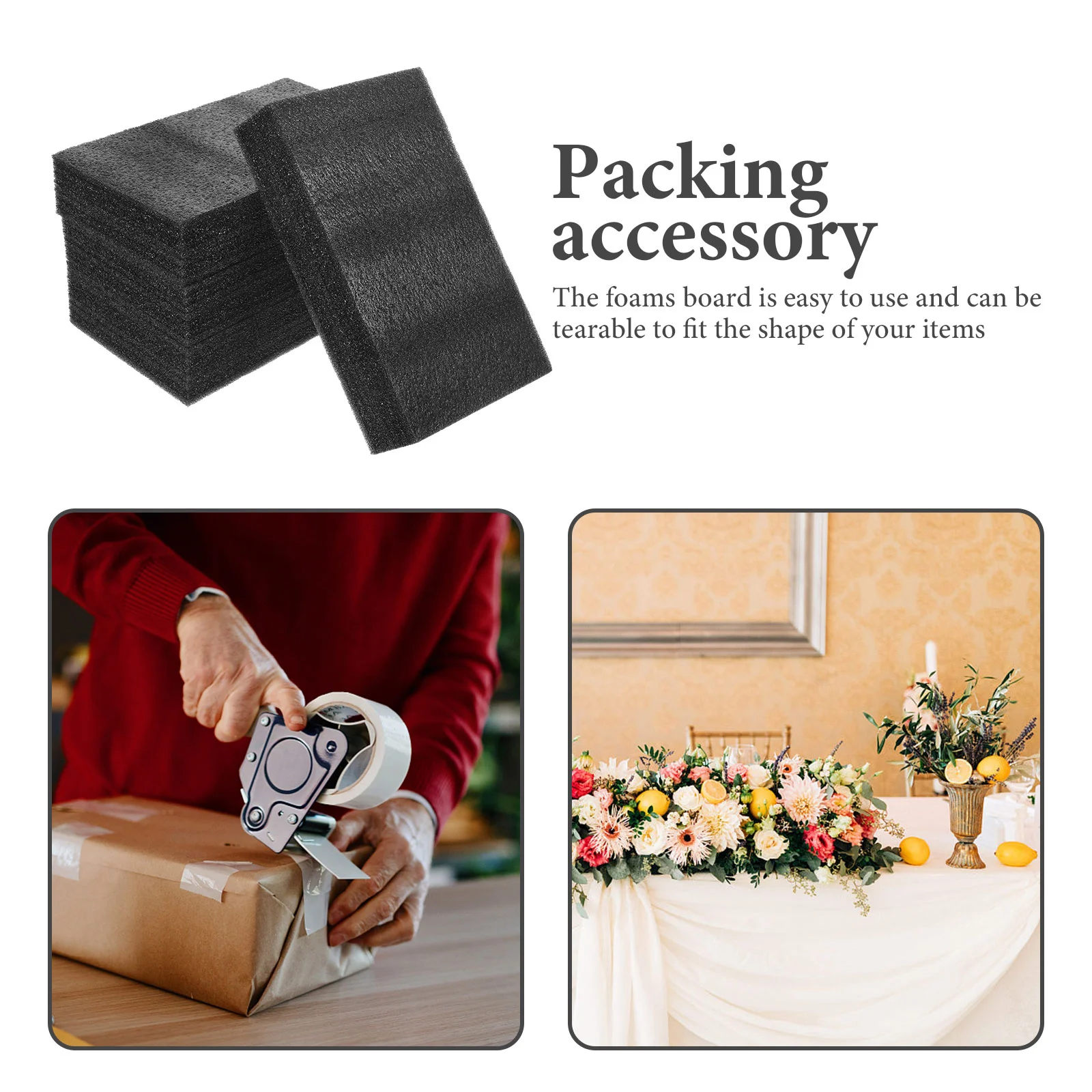 4 Pcs Express Foam Board Handicrafts Packing Inserts Windproof Blocks for Shipping Black