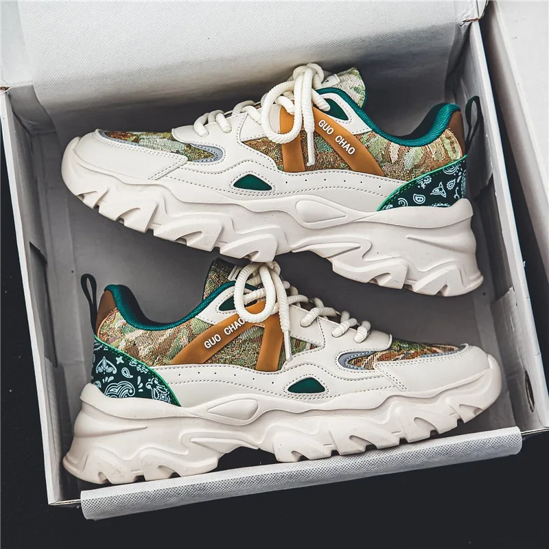 Spring Men's Shoes Trendy Versatile Casual Sports Running Shoes Youth Increased Height Small White Old Dad Trendy Shoes