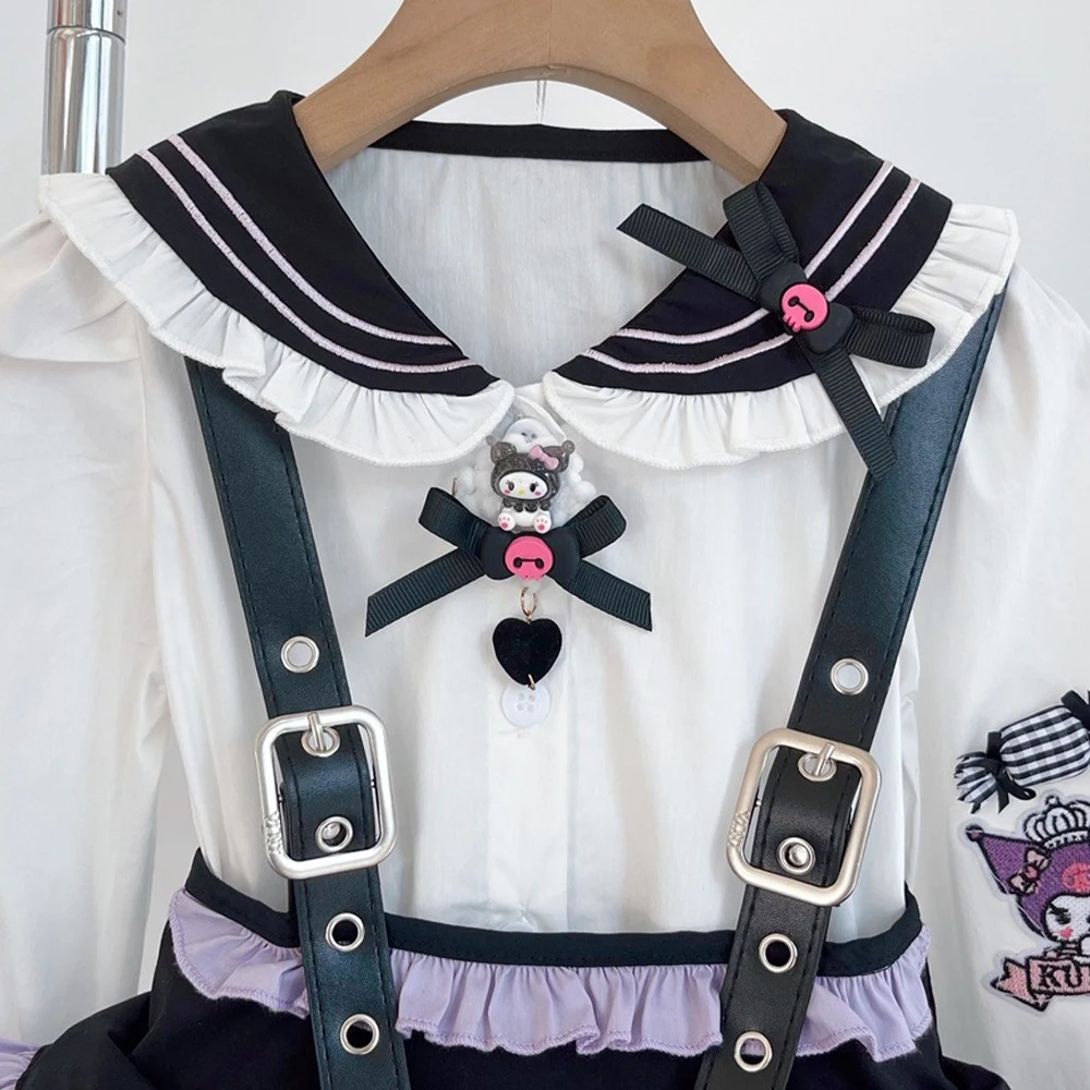 Spring Autumn Sanrios Anime Kuromi Lolita Y2K Girl Jk Dress Top Shirt Pleated Skirt Princess Kawaii Uniform Cartoon Sailor Suit