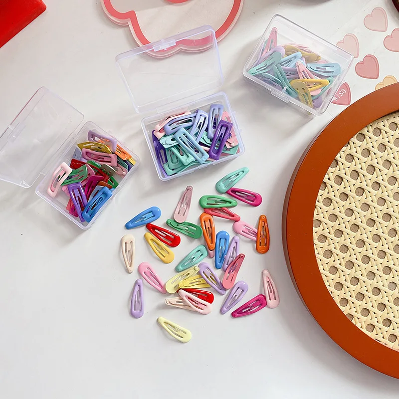 30 Pezzi BB Clip Box Regalo 2025 Primavera Estate Trendy Candy Color Smalto Bambini Forcine antiscivolo per Neonate Frangia