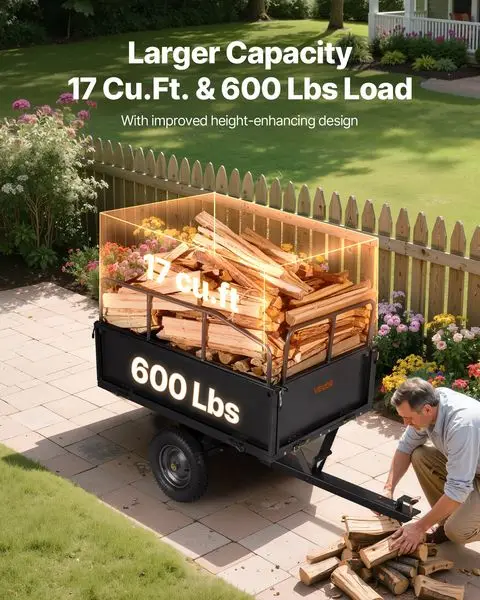 รถเข็นทิ้งเหล็ก VEVOR 17 คิว Ft 600LB สําหรับรถพ่วง ATV/UTV พ่วงหลังงานหนัก