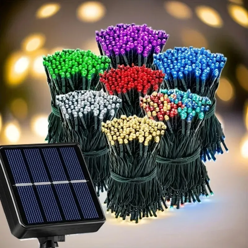 Solar LED Fairy String Lights Waterproof IP65 Twinkling Outdoor Light Strip Perfect for Garden Party Wedding Christmas Halloween