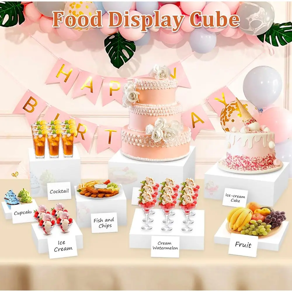 8 STKS Buffetverhogers, Acryl Grote Voedselverhogers met Miniborden, Buffettafel Acryl Kubus Displaystandaards Boxverhogers voor Party Cat