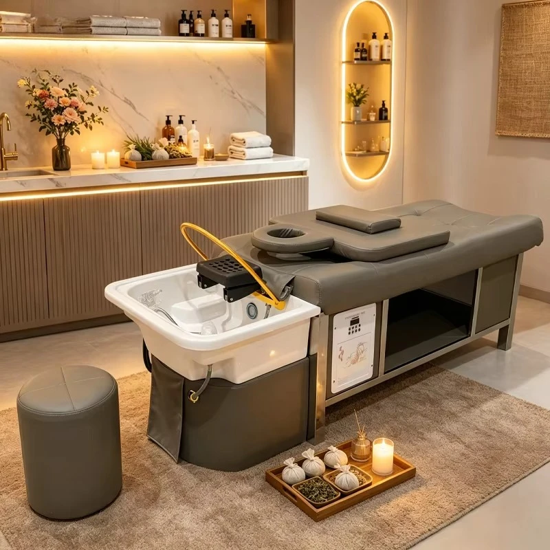 Hair Washing Head Therapy Steamer Spa Scalp Head Massager Shampoo Bed Head Spa Hydrotherapy Shampoo Bed