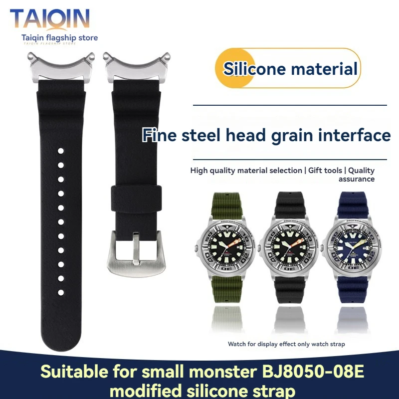 22mm BJ8050 modified Watchband for Citizen BJ8050-08E BJ8058-06 Silicone watch strap Lengthen Little Monster Accessories